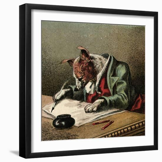 Mother Hubbard, Writing-Harrison Weir-Framed Art Print