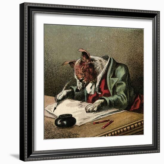 Mother Hubbard, Writing-Harrison Weir-Framed Art Print