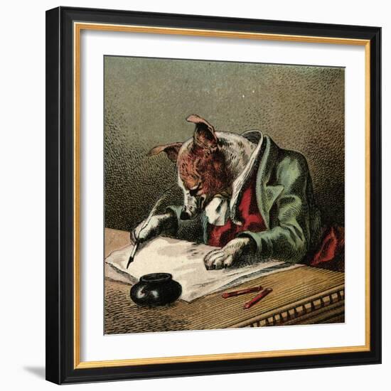 Mother Hubbard, Writing-Harrison Weir-Framed Art Print