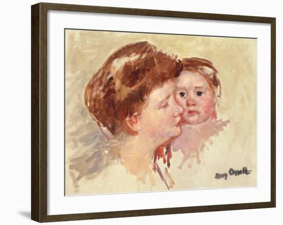 Mother in Profile with Baby Cheek to Cheek-Mary Cassatt-Framed Giclee Print