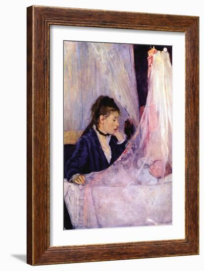Mother Looks At Baby In The Cradle-Berthe Morisot-Framed Art Print