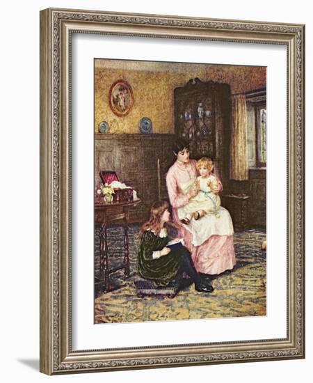 Mother Playing with Children in an Interior-Helen Allingham-Framed Giclee Print