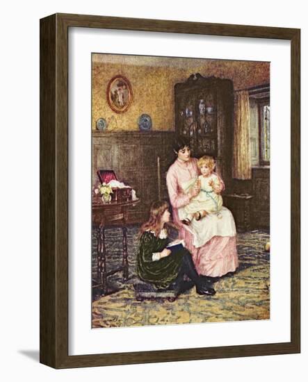 Mother Playing with Children in an Interior-Helen Allingham-Framed Giclee Print