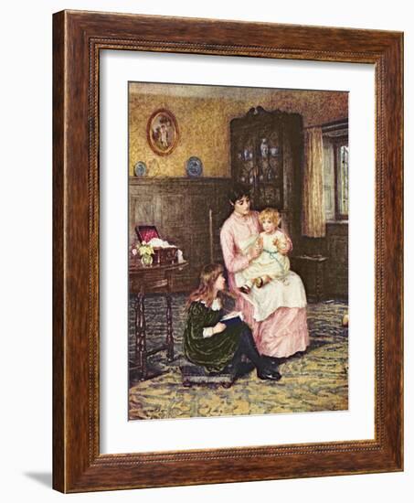 Mother Playing with Children in an Interior-Helen Allingham-Framed Giclee Print
