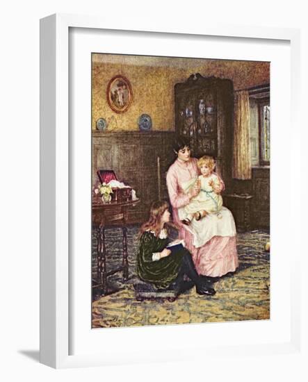 Mother Playing with Children in an Interior-Helen Allingham-Framed Giclee Print