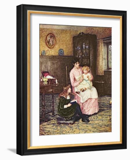 Mother Playing with Children in an Interior-Helen Allingham-Framed Giclee Print