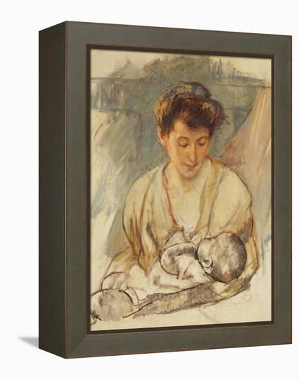 Mother Rose Looking Down at Her Sleeping Baby, C.1900-Mary Cassatt-Framed Premier Image Canvas
