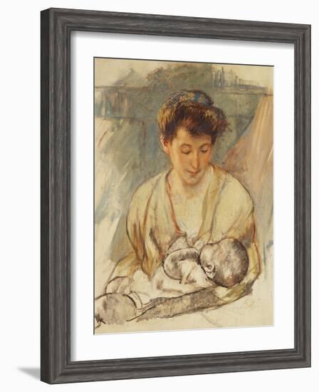 Mother Rose Looking Down at Her Sleeping Baby, C.1900-Mary Cassatt-Framed Giclee Print