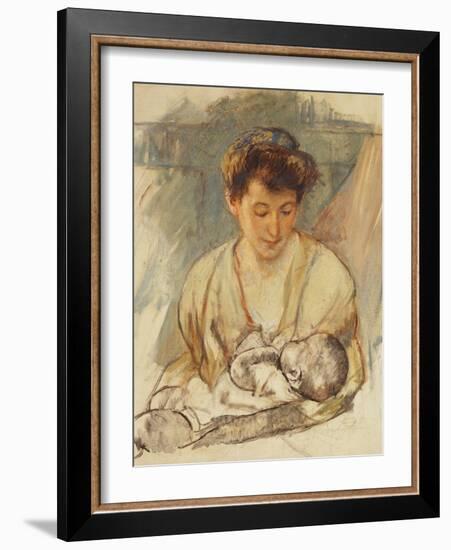 Mother Rose Looking Down at Her Sleeping Baby, C.1900-Mary Cassatt-Framed Giclee Print