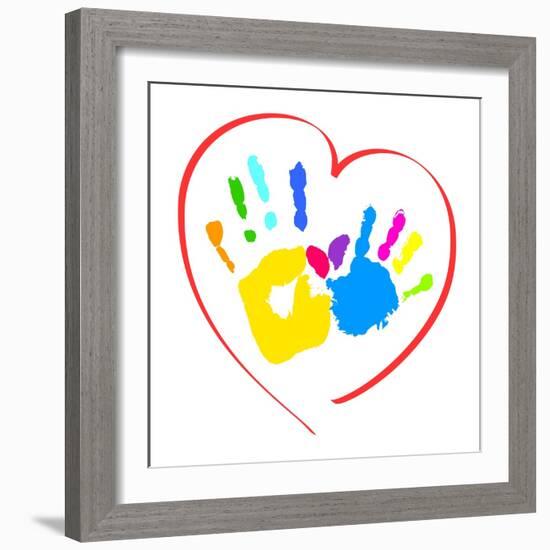 Mother's and Kid's Hands in A Heart-portarefortuna-Framed Art Print