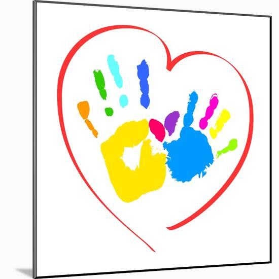 Mother's and Kid's Hands in A Heart-portarefortuna-Mounted Art Print
