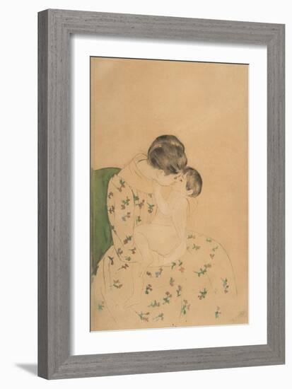 Mother's Kiss, c.1891-Mary Stevenson Cassatt-Framed Giclee Print