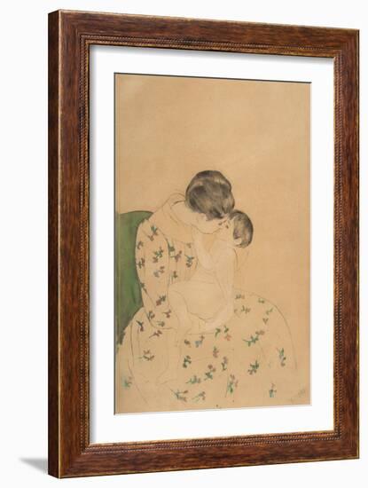 Mother's Kiss, c.1891-Mary Stevenson Cassatt-Framed Giclee Print