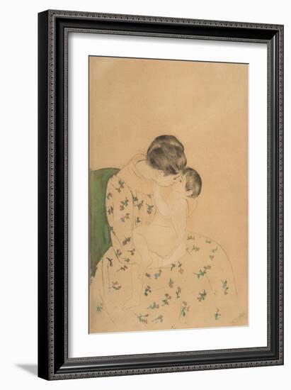 Mother's Kiss, c.1891-Mary Stevenson Cassatt-Framed Giclee Print