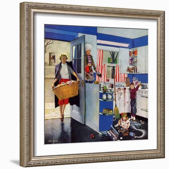 "Mother's Little Helpers", April 18, 1953-John Falter-Framed Giclee Print