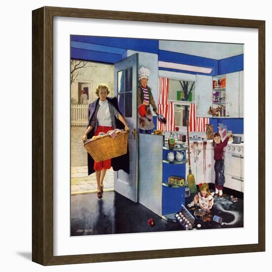 "Mother's Little Helpers", April 18, 1953-John Falter-Framed Giclee Print