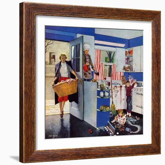 "Mother's Little Helpers", April 18, 1953-John Falter-Framed Giclee Print