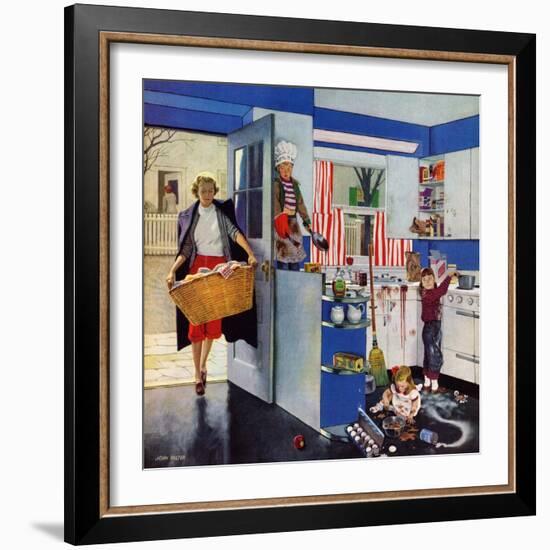 "Mother's Little Helpers", April 18, 1953-John Falter-Framed Giclee Print