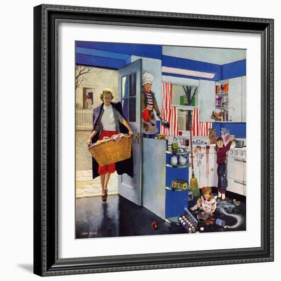 "Mother's Little Helpers", April 18, 1953-John Falter-Framed Giclee Print