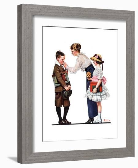 Mother Sending Children Off to School-Norman Rockwell-Framed Giclee Print