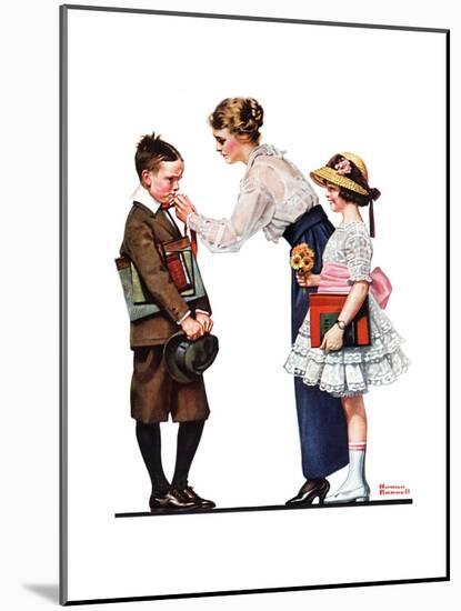 Mother Sending Children Off to School-Norman Rockwell-Mounted Giclee Print