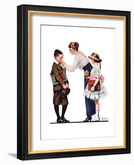 Mother Sending Children Off to School-Norman Rockwell-Framed Giclee Print