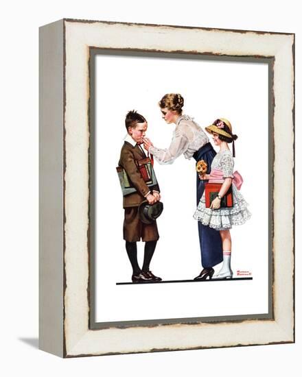 Mother Sending Children Off to School-Norman Rockwell-Framed Premier Image Canvas