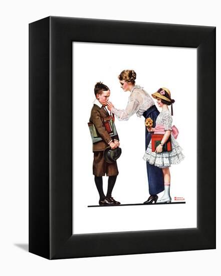 Mother Sending Children Off to School-Norman Rockwell-Framed Premier Image Canvas