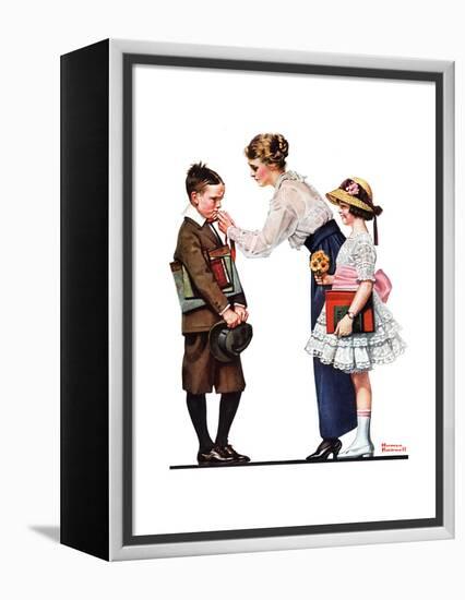 Mother Sending Children Off to School-Norman Rockwell-Framed Premier Image Canvas