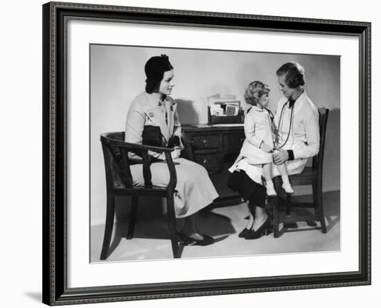 Mother Takes Her Little Girl to a Female Doctor for a Routine Examination-null-Framed Photographic Print