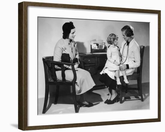 Mother Takes Her Little Girl to a Female Doctor for a Routine Examination-null-Framed Photographic Print