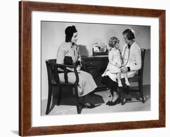 Mother Takes Her Little Girl to a Female Doctor for a Routine Examination-null-Framed Photographic Print