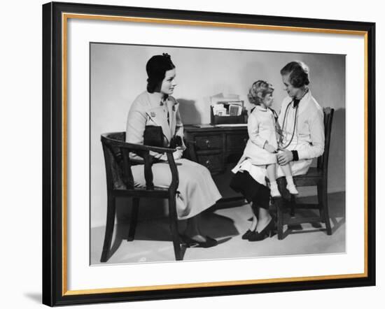 Mother Takes Her Little Girl to a Female Doctor for a Routine Examination-null-Framed Photographic Print