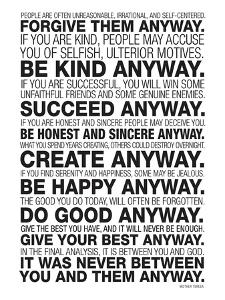 Mother Teresa Anyway Quote Poster