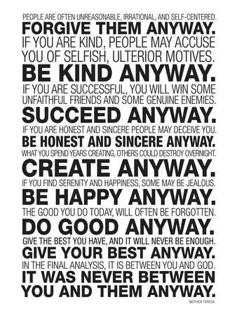 'Mother Teresa Anyway Quote Poster' Art Print | Art.com