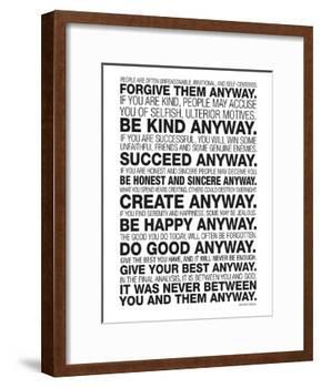 Mother Teresa Anyway Quote Poster-null-Framed Art Print