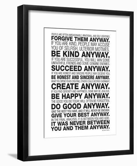 Mother Teresa Anyway Quote Poster-null-Framed Art Print