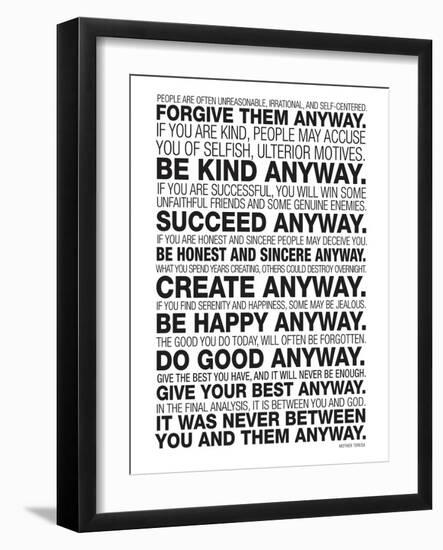 Mother Teresa Anyway Quote Poster-null-Framed Art Print