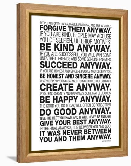 Mother Teresa Anyway Quote Poster-null-Framed Stretched Canvas