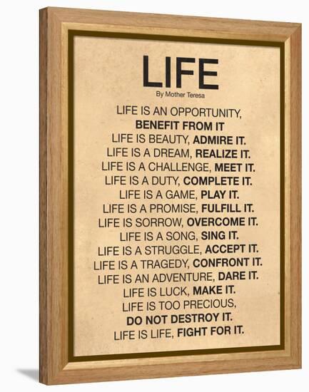 Mother Teresa Life Quote Poster-null-Framed Stretched Canvas