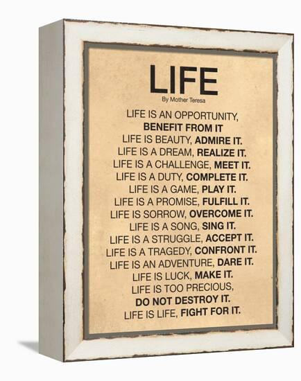 Mother Teresa Life Quote Poster-null-Framed Stretched Canvas