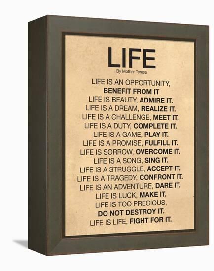 Mother Teresa Life Quote Poster-null-Framed Stretched Canvas