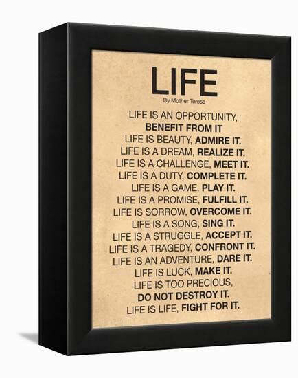 Mother Teresa Life Quote Poster-null-Framed Stretched Canvas