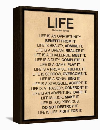 Mother Teresa Life Quote Poster-null-Framed Stretched Canvas