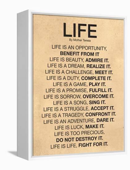 Mother Teresa Life Quote Poster-null-Framed Stretched Canvas