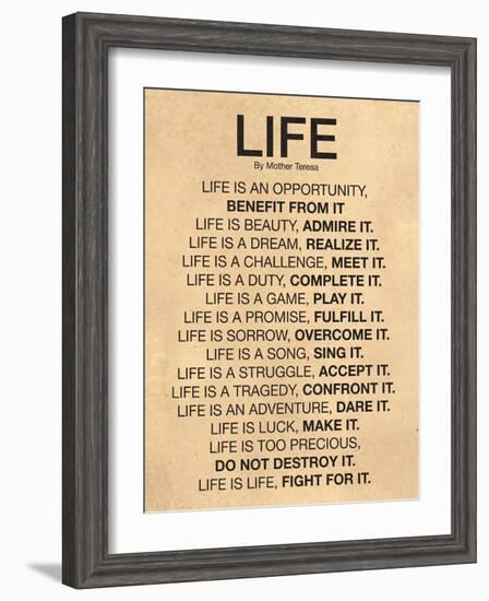 Mother Teresa Life Quote Poster-null-Framed Art Print