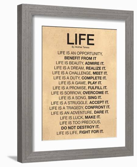 Mother Teresa Life Quote Poster-null-Framed Art Print