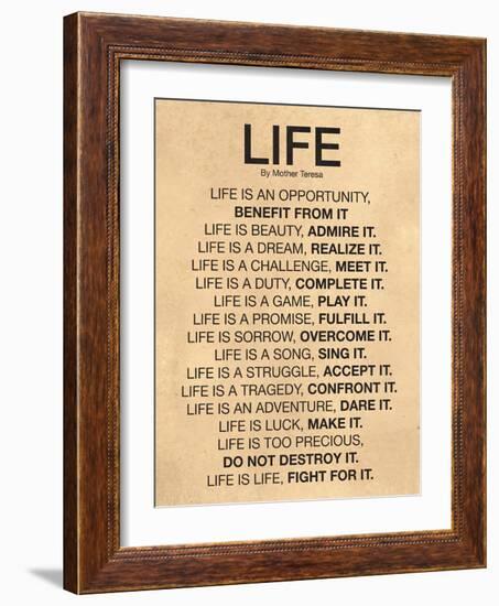 Mother Teresa Life Quote Poster-null-Framed Art Print