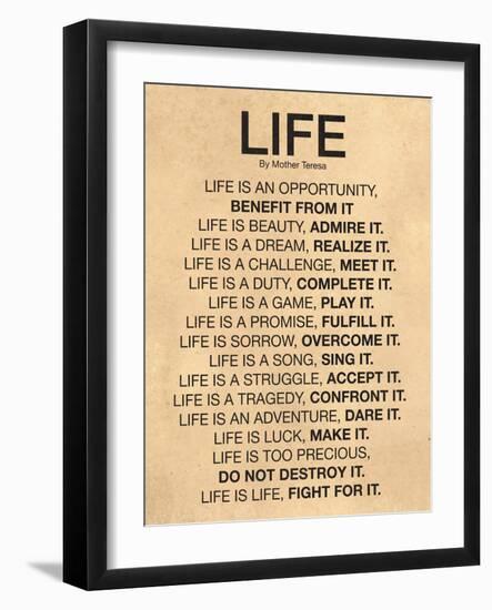 Mother Teresa Life Quote Poster-null-Framed Art Print