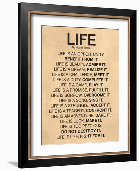 Mother Teresa Life Quote Poster-null-Framed Art Print